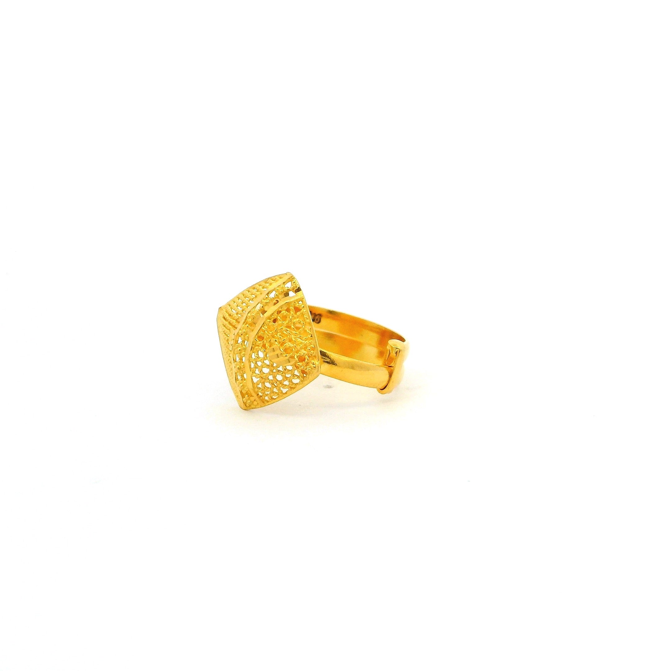 22ct Yellow Gold Adjustable Filigree Ring – Intricate Jaali Design Statement Jewellery | Adjustable Size F½ - J½