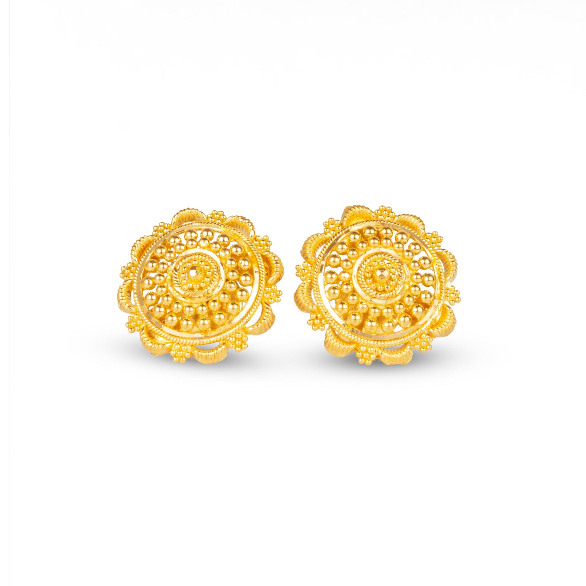 22ct Yellow Gold Antique Mandala Pendant Necklace Set with Matching Earrings