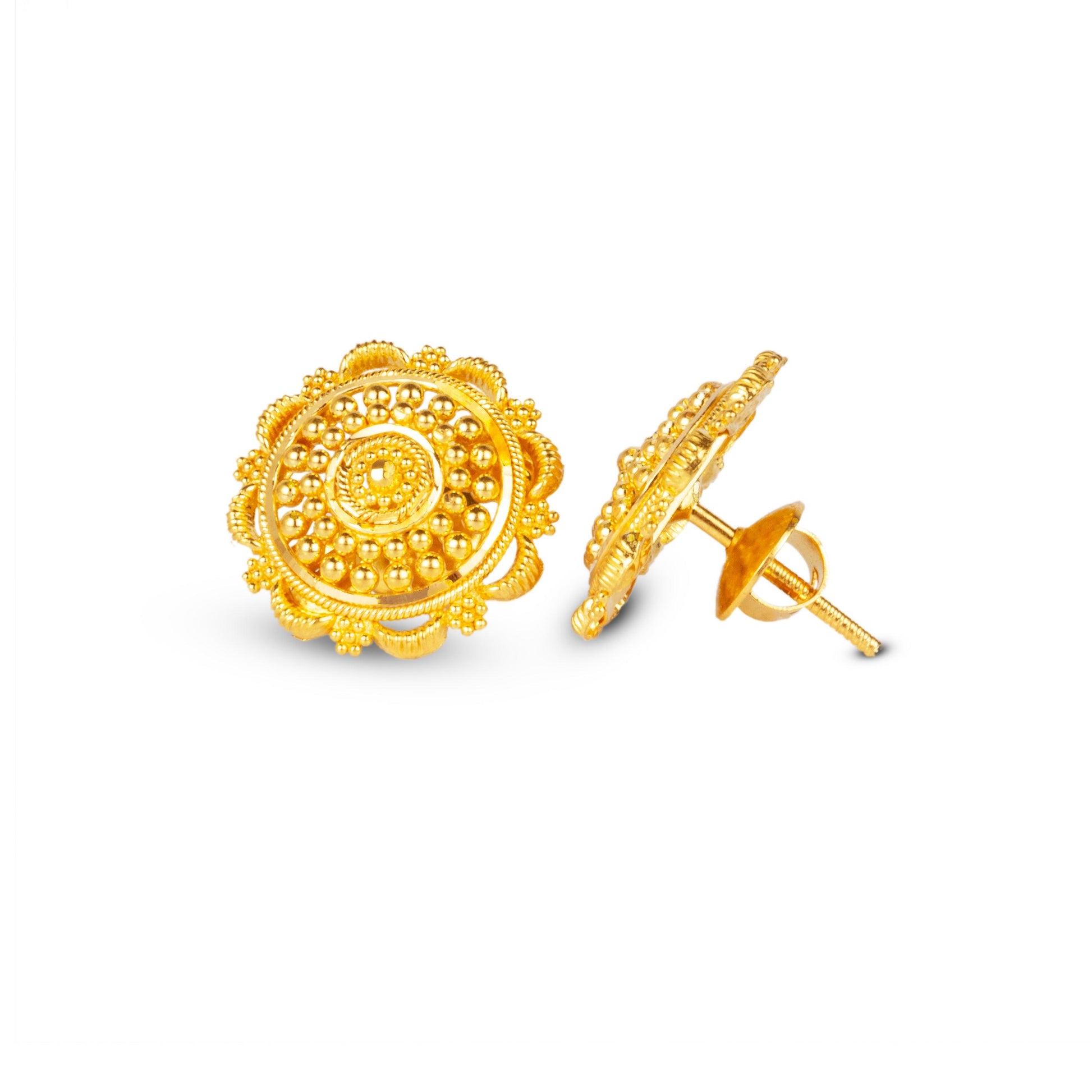 22ct Yellow Gold Antique Mandala Pendant Necklace Set with Matching Earrings