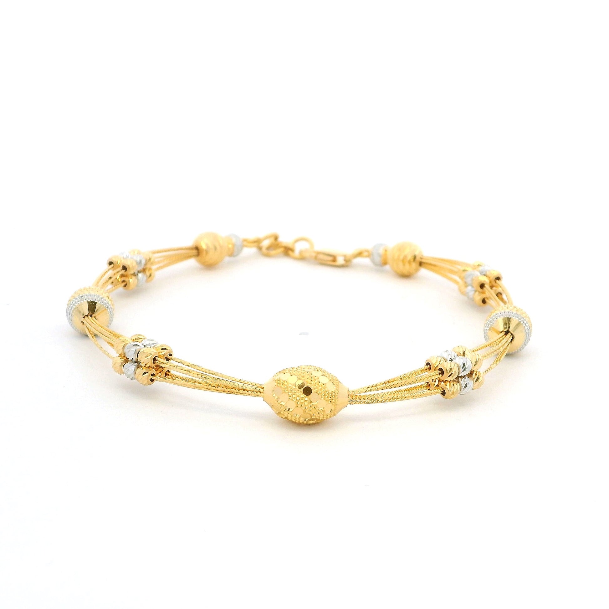 22ct Yellow Gold Bangle Bracelet | Adjustable Links & Secure Lobster Clasp