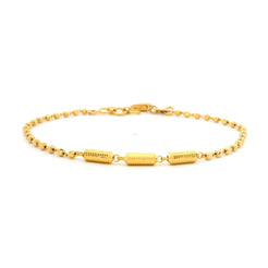 22ct Yellow Gold Bracelet – Elegant Textured Bead and Barrel Style