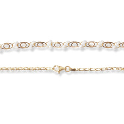 22ct Yellow Gold Chain with Oval Links and Cultured Pearls – Elegant Women’s Necklace