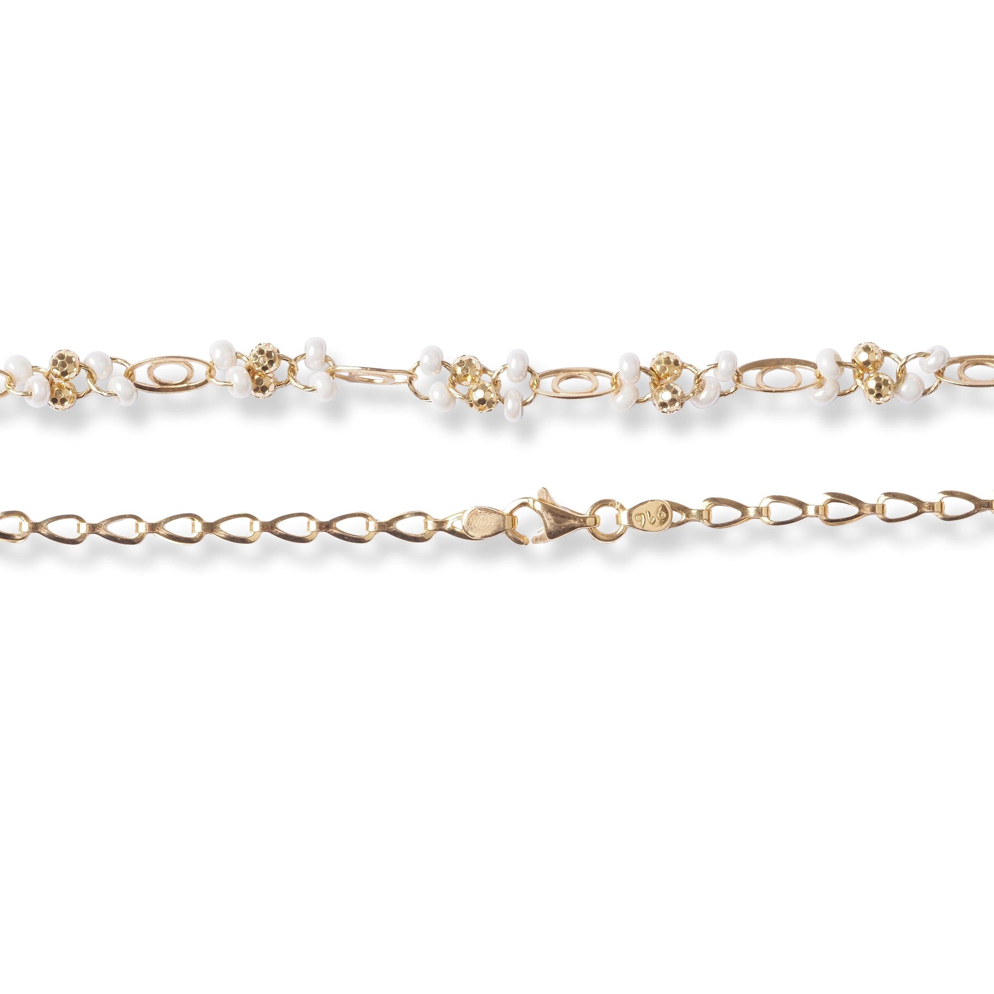 22ct Yellow Gold Chain with Pearl and Floral Detailing – Elegant Women’s Necklace