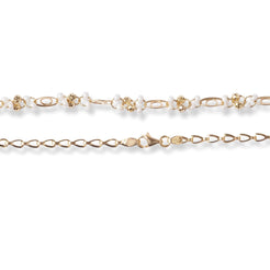 22ct Yellow Gold Chain with Pearl and Floral Detailing – Elegant Women’s Necklace