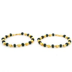 22ct Yellow Gold Children’s Bracelet – Black and Gold Bead Chain with S Clasp