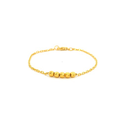 22ct Yellow Gold Children’s Bracelet – Five Diamond Cut Beads Centre Design