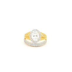 22ct Yellow Gold Cubic Zirconia Dress Ring – Double Band Illusion Design
