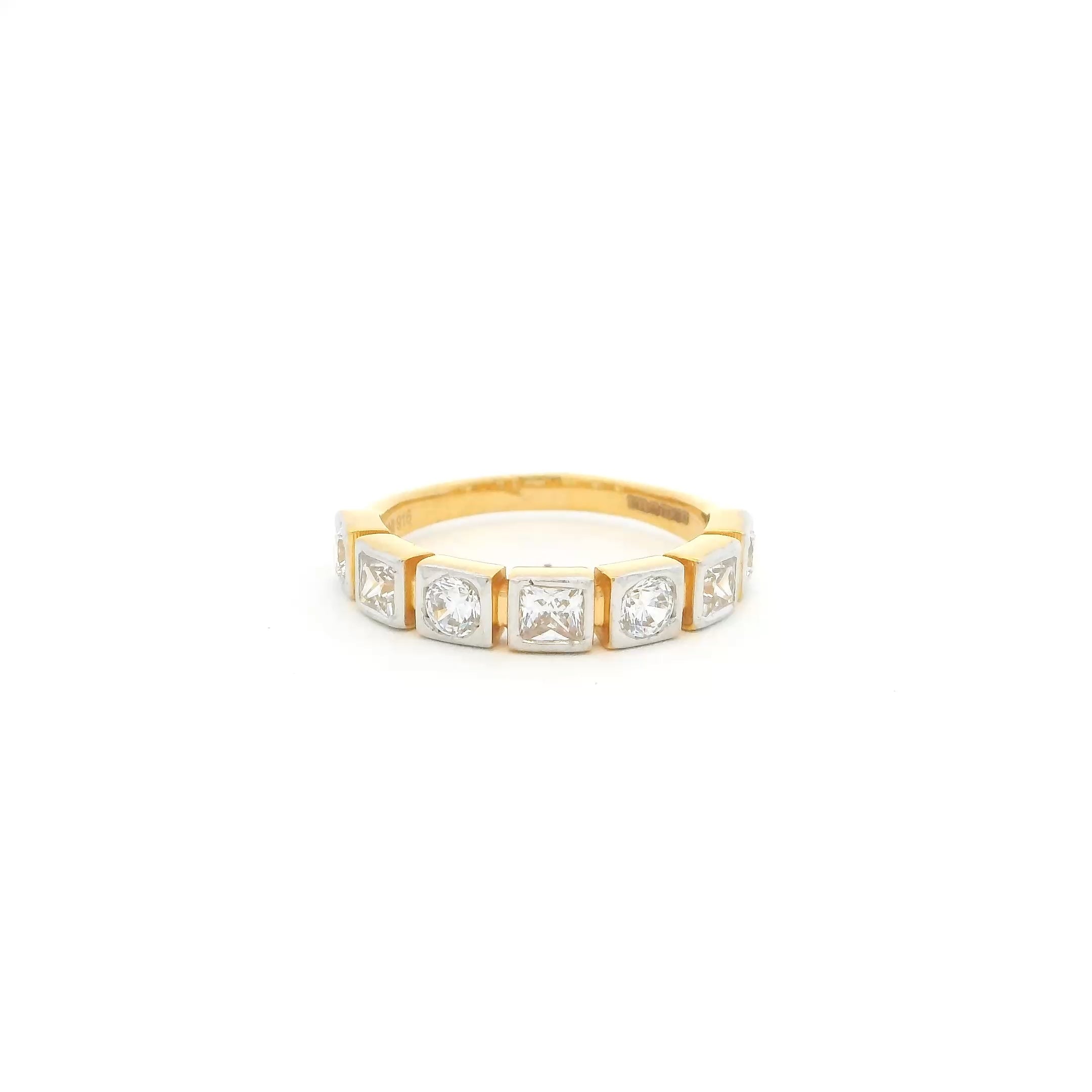 22ct Yellow Gold Eternity Ring – Rhodium Plated Cubic Zirconia Setting