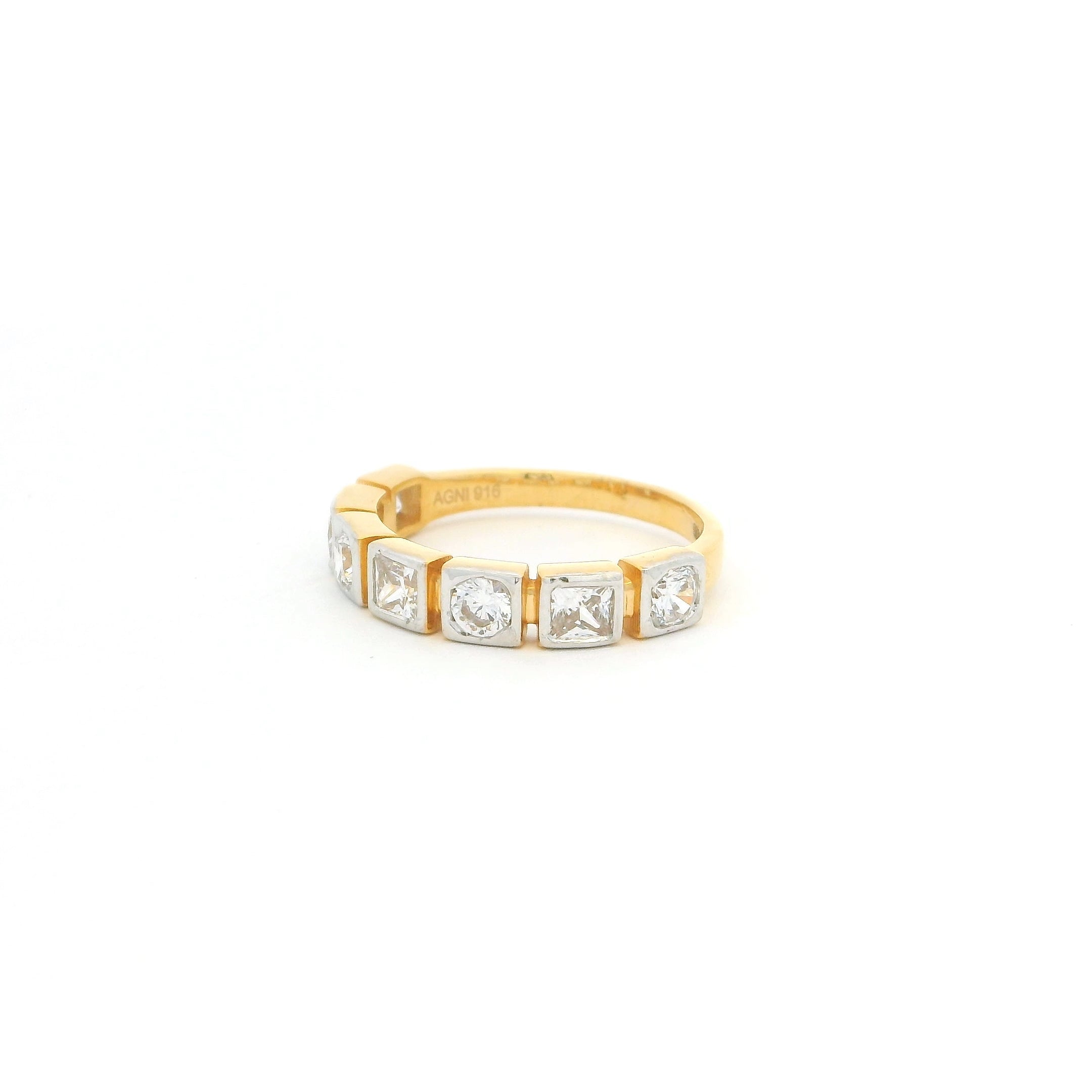 22ct Yellow Gold Eternity Ring – Rhodium Plated Cubic Zirconia Setting | Size L
