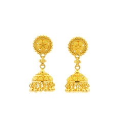 22ct Yellow Gold Filigree Jhumka Earrings | Traditional Jewellery