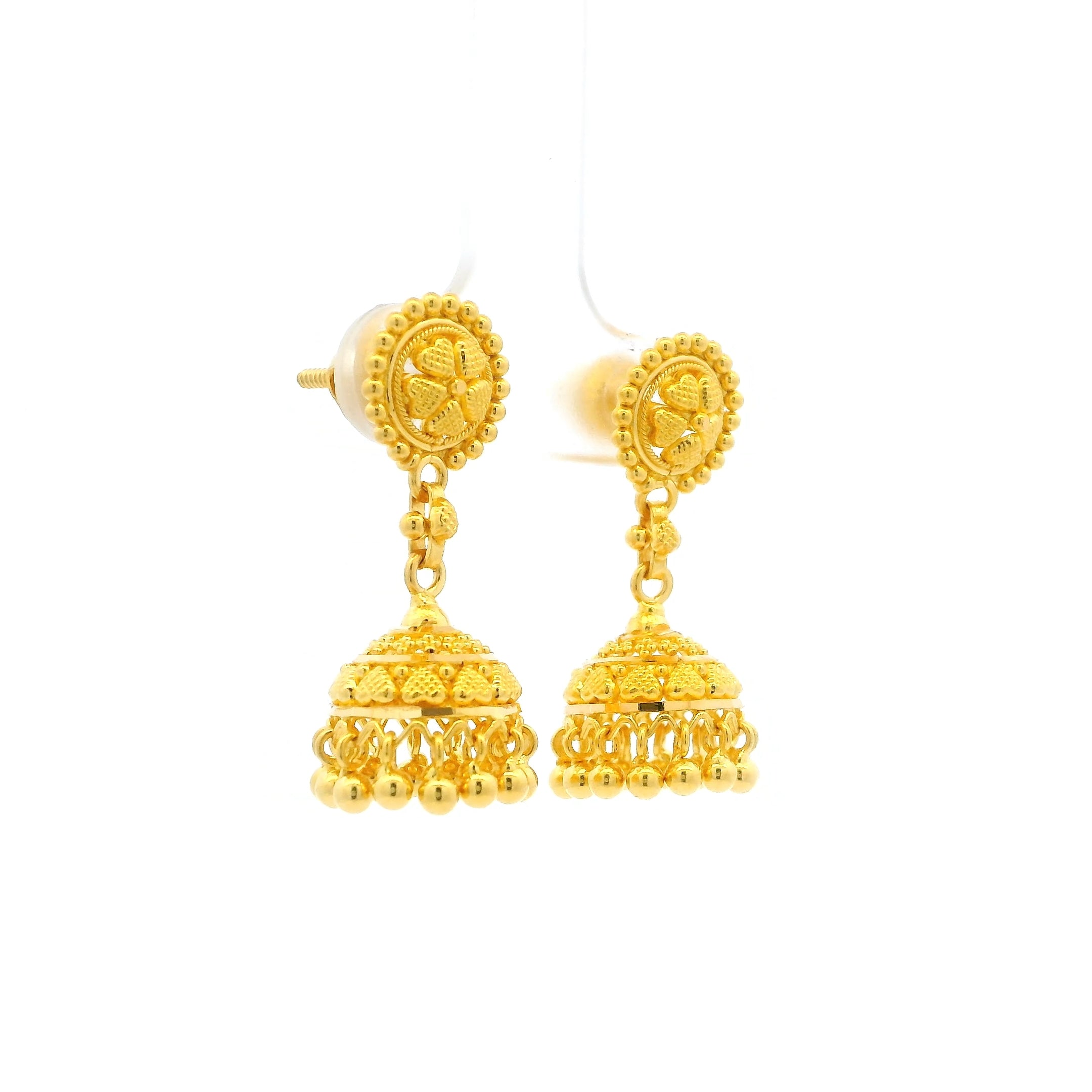 22ct Yellow Gold Filigree Jhumka Earrings | Traditional Jewellery