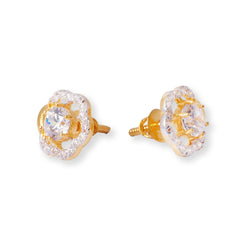 22ct Yellow Gold Floral Mangalsutra Set with Cubic Zirconia Pendant and Matching Earrings