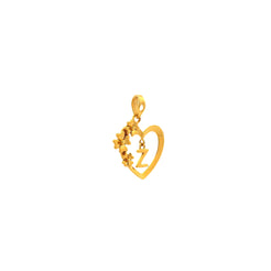 Gold pendant with heart design and letter 'Z' on a white background