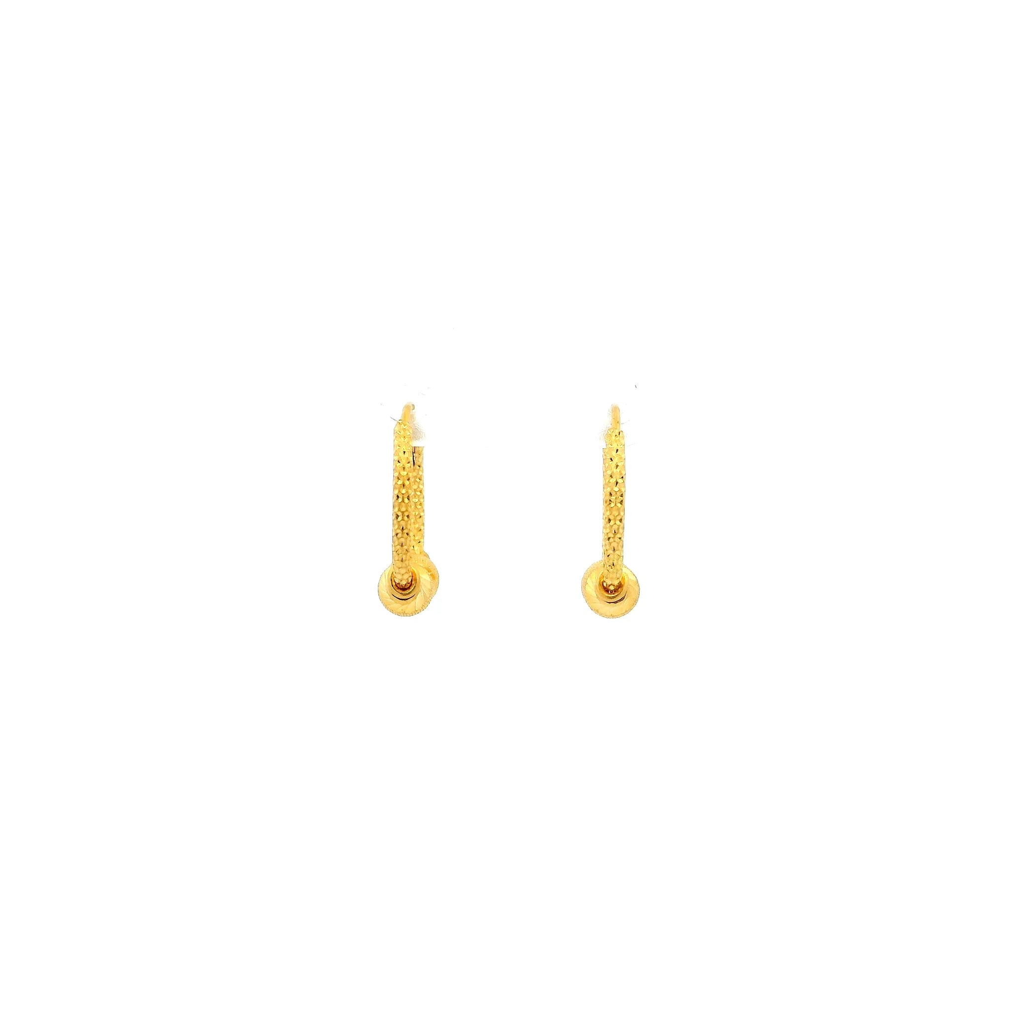 22ct Yellow Gold Hoop Earrings – Textured Filigree Finish with Decorative Beads