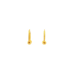 22ct Yellow Gold Hoop Earrings – Textured Filigree Finish with Decorative Beads
