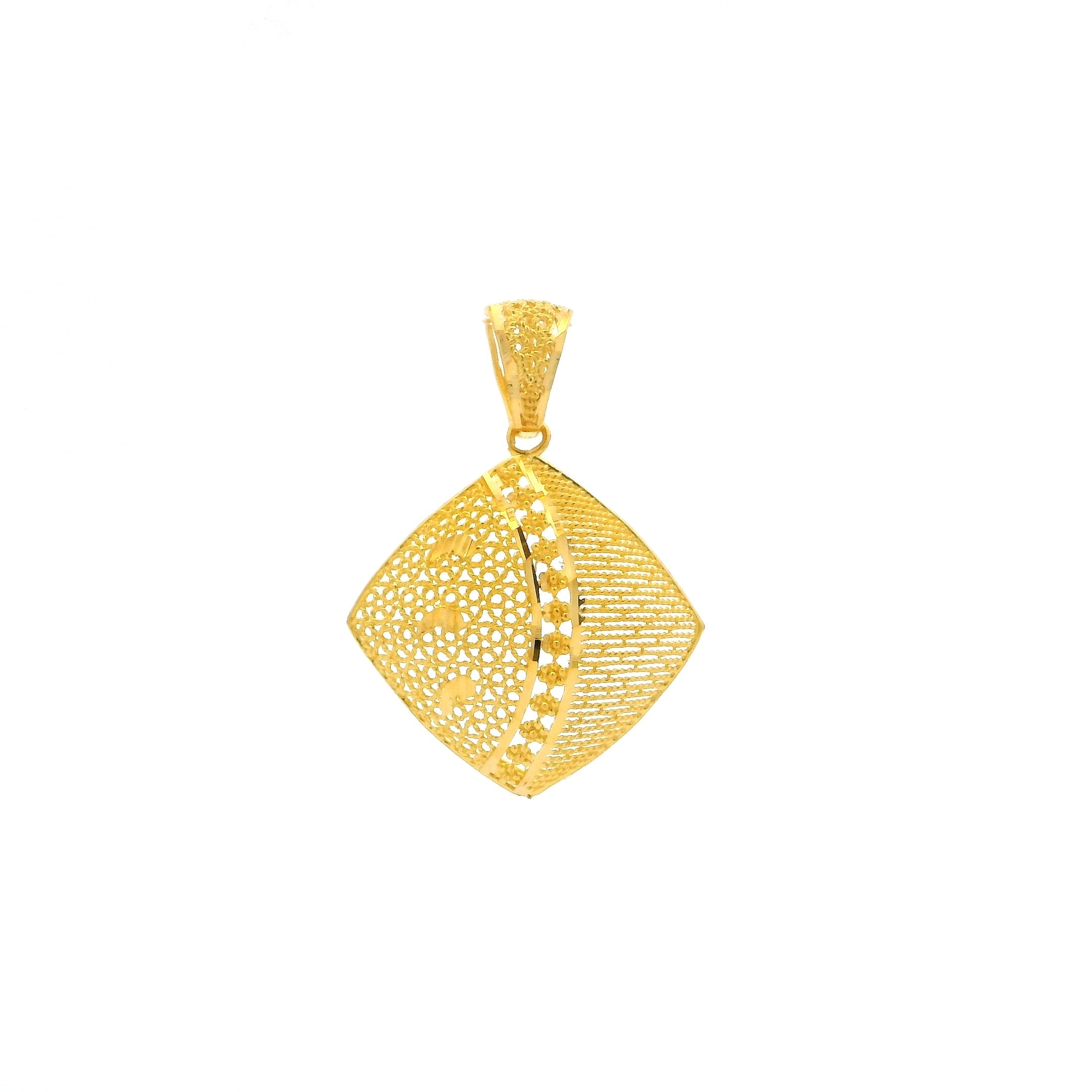 22ct Yellow Gold Jaali Design Pendant – Intricate Filigree Work Traditional Jewellery
