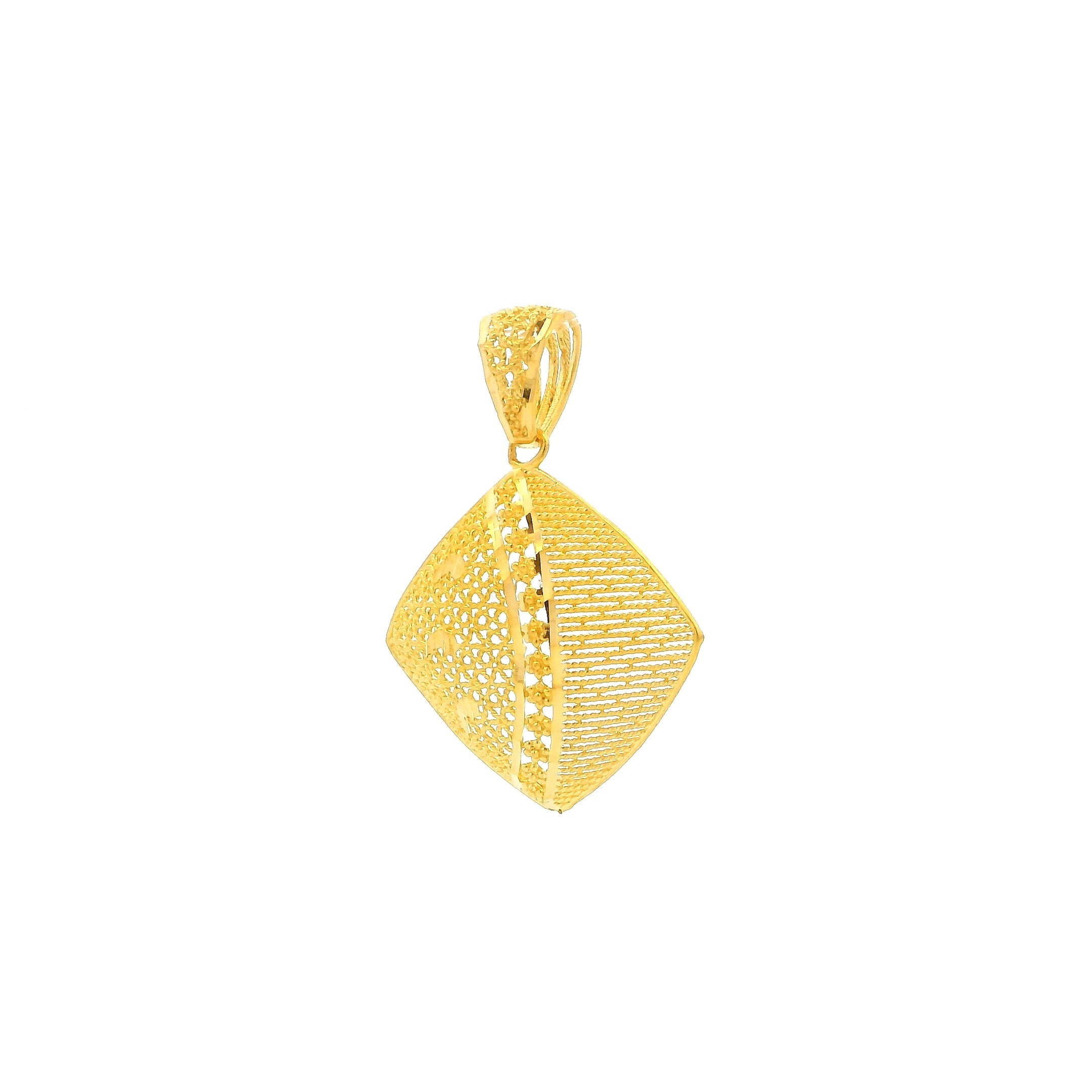 22ct Yellow Gold Jaali Design Pendant – Intricate Filigree Work Traditional Jewellery