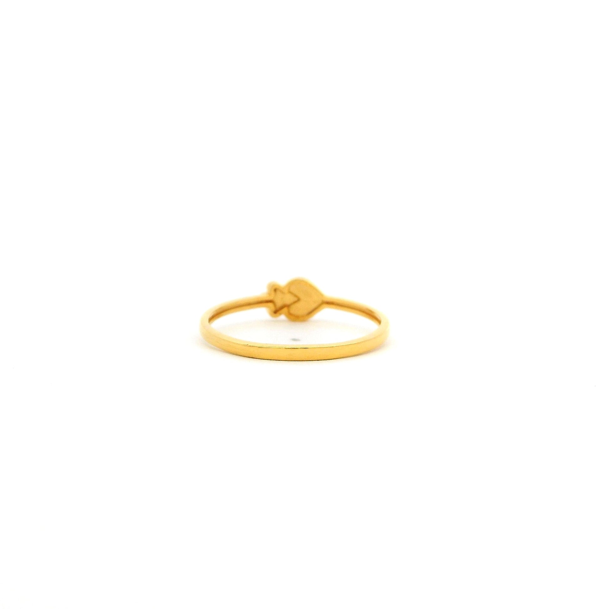 Gold ring with a unique design on a white background
