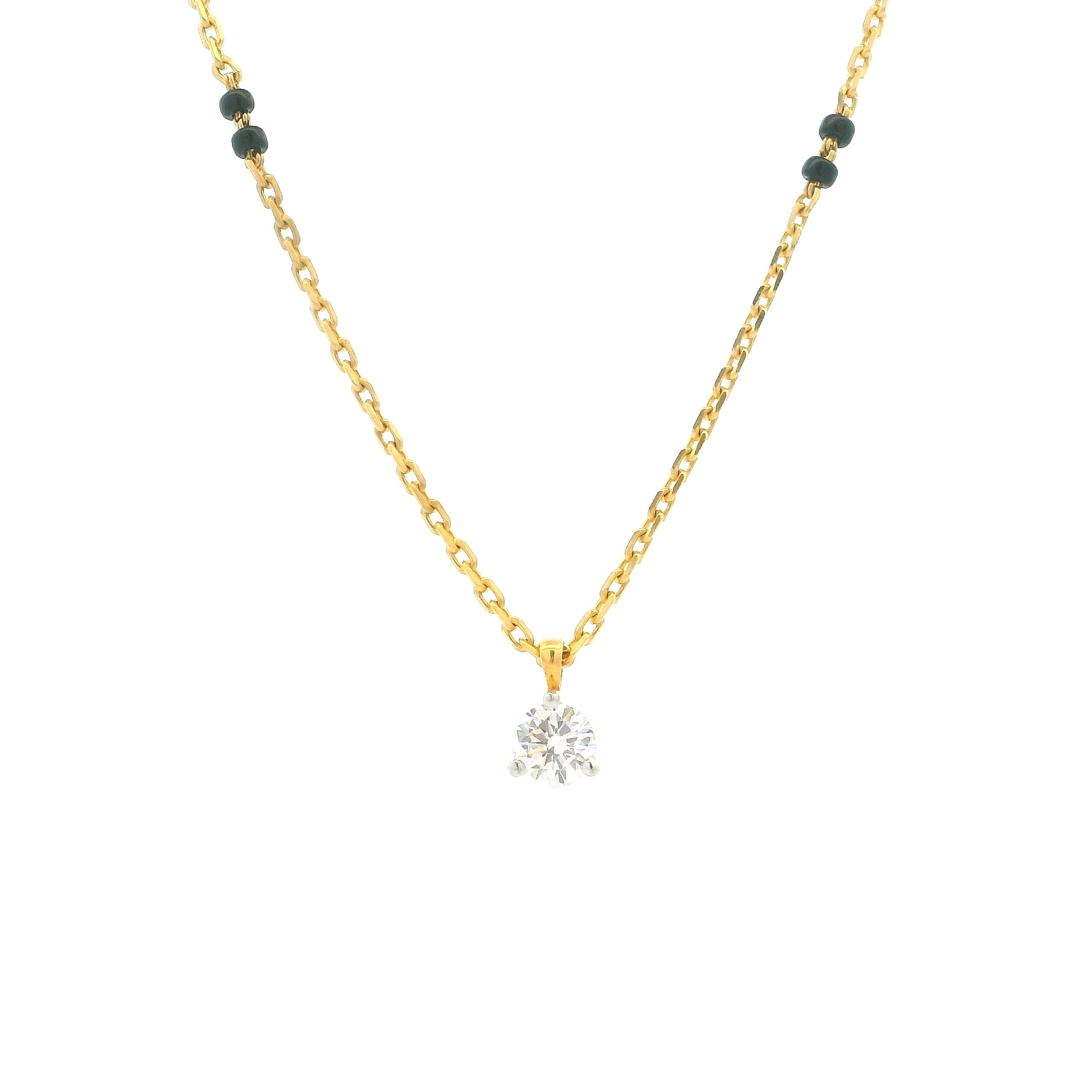 22ct Yellow Gold Mangalsutra | CZ Stone & Black Bead Traditional Design