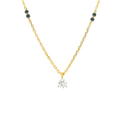 22ct Yellow Gold Mangalsutra | CZ Stone & Black Bead Traditional Design