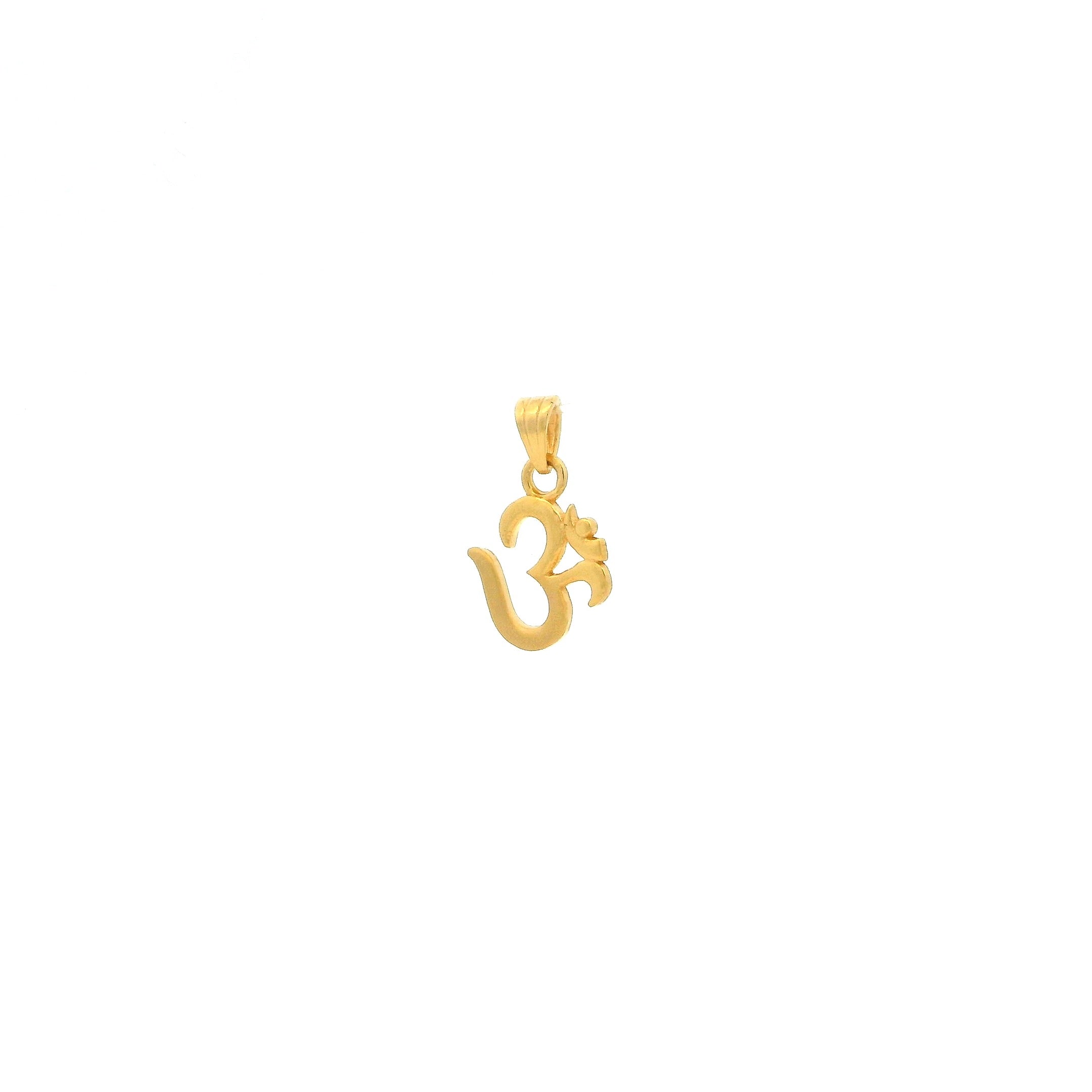 22ct Yellow Gold Om Pendant with Polished & Matte Finish – Traditional Hindu Religious Jewellery