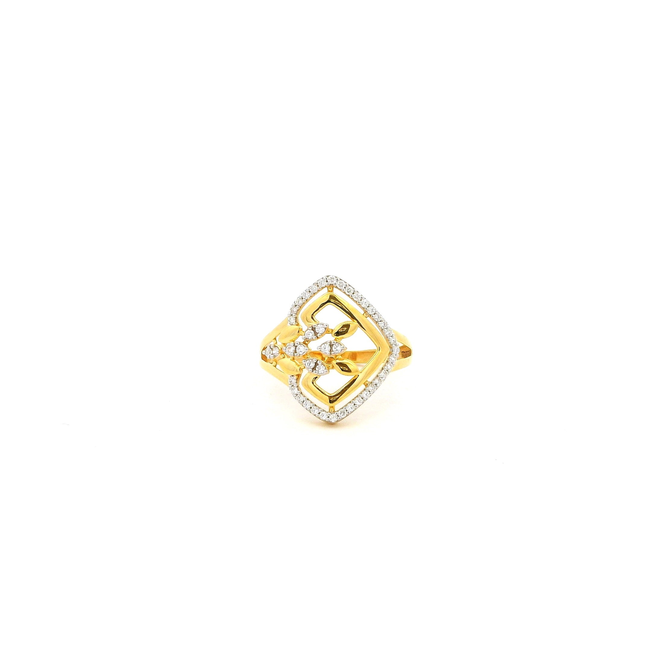 22ct Yellow Gold Openwork Ring with Cubic Zirconia Cluster and Halo – Elegant Statement Ring | Size I½ & L½