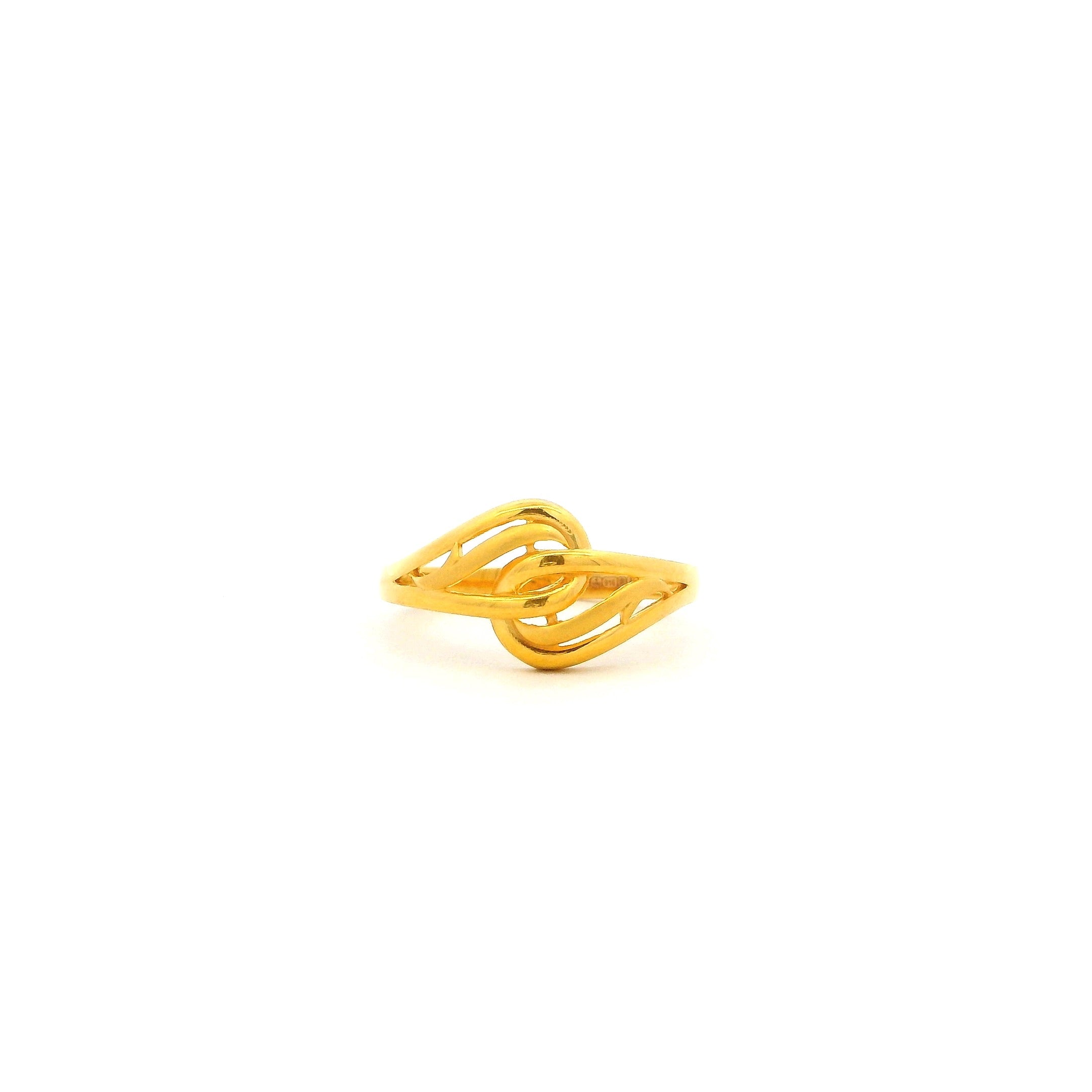 22ct Yellow Gold Openwork Ring with Elegant Leaf-Inspired Design | Size O