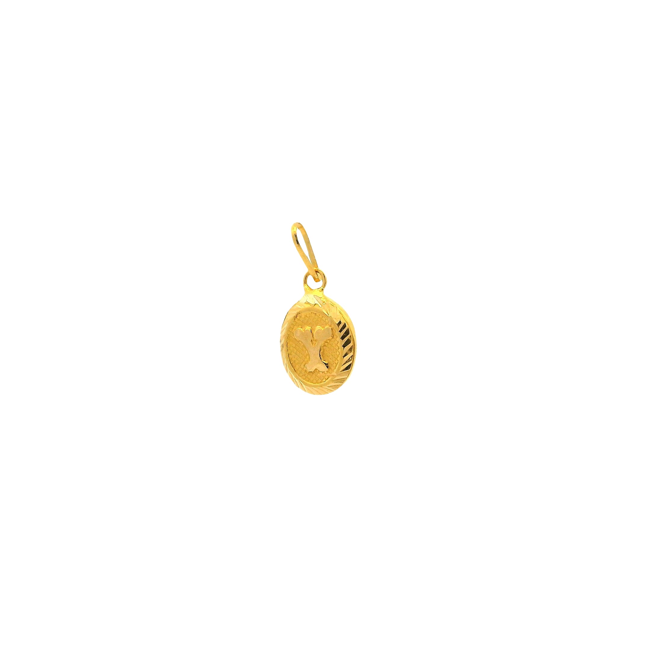 Gold pendant on a white background