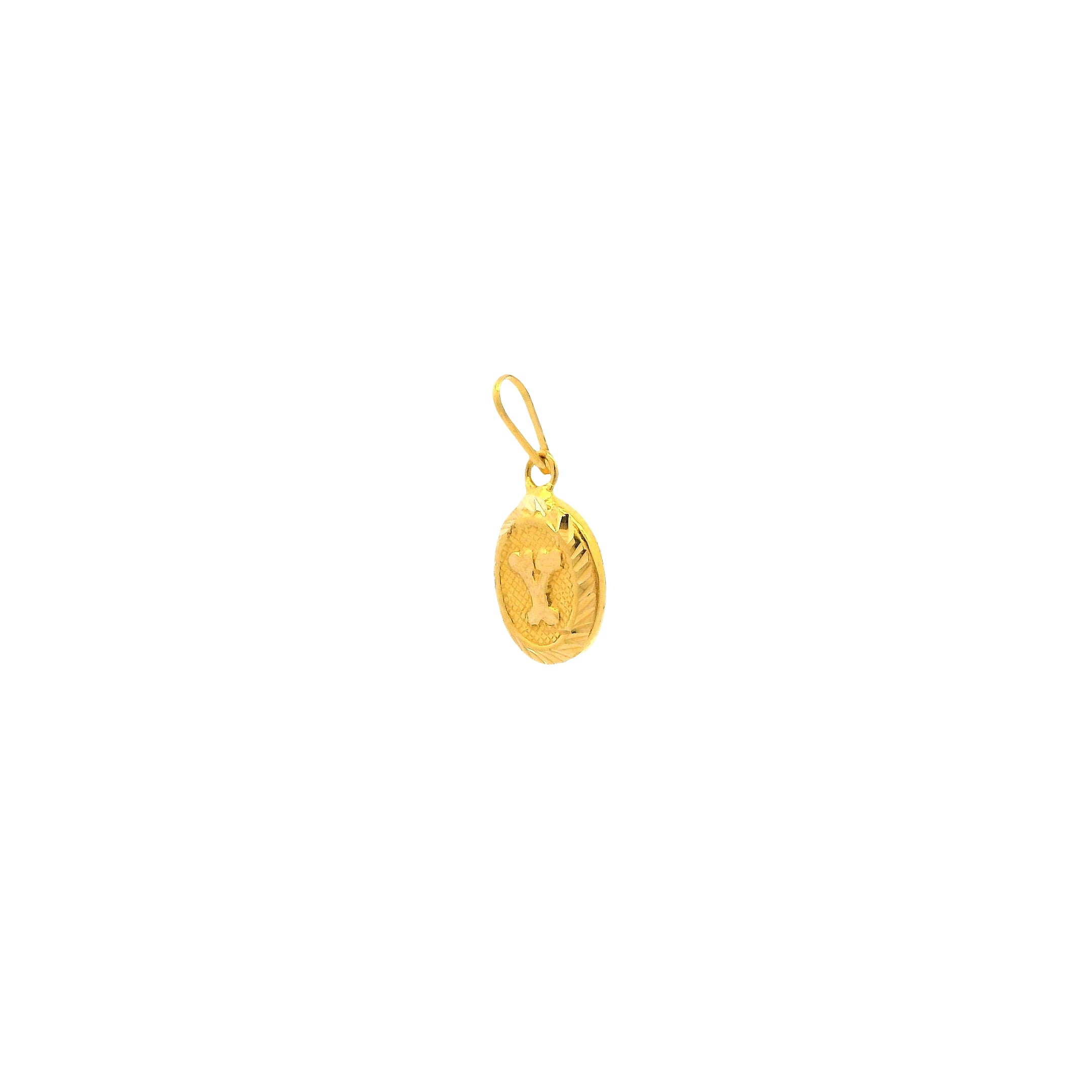 Gold pendant on a white background