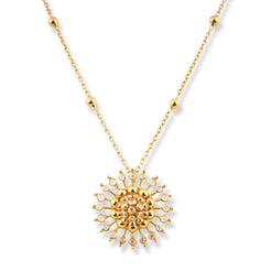 22ct Yellow Gold Polki Style Floral Necklace and Earrings Set with Bead Accents – Traditional Jewelry Suite