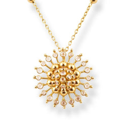 22ct Yellow Gold Polki Style Floral Necklace and Earrings Set with Bead Accents – Traditional Jewelry Suite