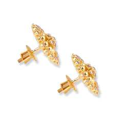 22ct Yellow Gold Polki Style Floral Necklace and Earrings Set with Bead Accents – Traditional Jewelry Suite