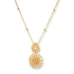 22ct Yellow Gold Polki Style Necklace and Earrings Set – Traditional Bridal Jewelry