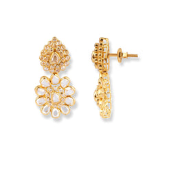 22ct Yellow Gold Polki Style Necklace and Earrings Set – Traditional Bridal Jewelry