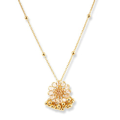 22ct Yellow Gold Polki Style Necklace and Earrings Set with Bead Detailing – Traditional Jewelry Suite