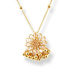 22ct Yellow Gold Polki Style Necklace and Earrings Set with Bead Detailing – Traditional Jewelry Suite