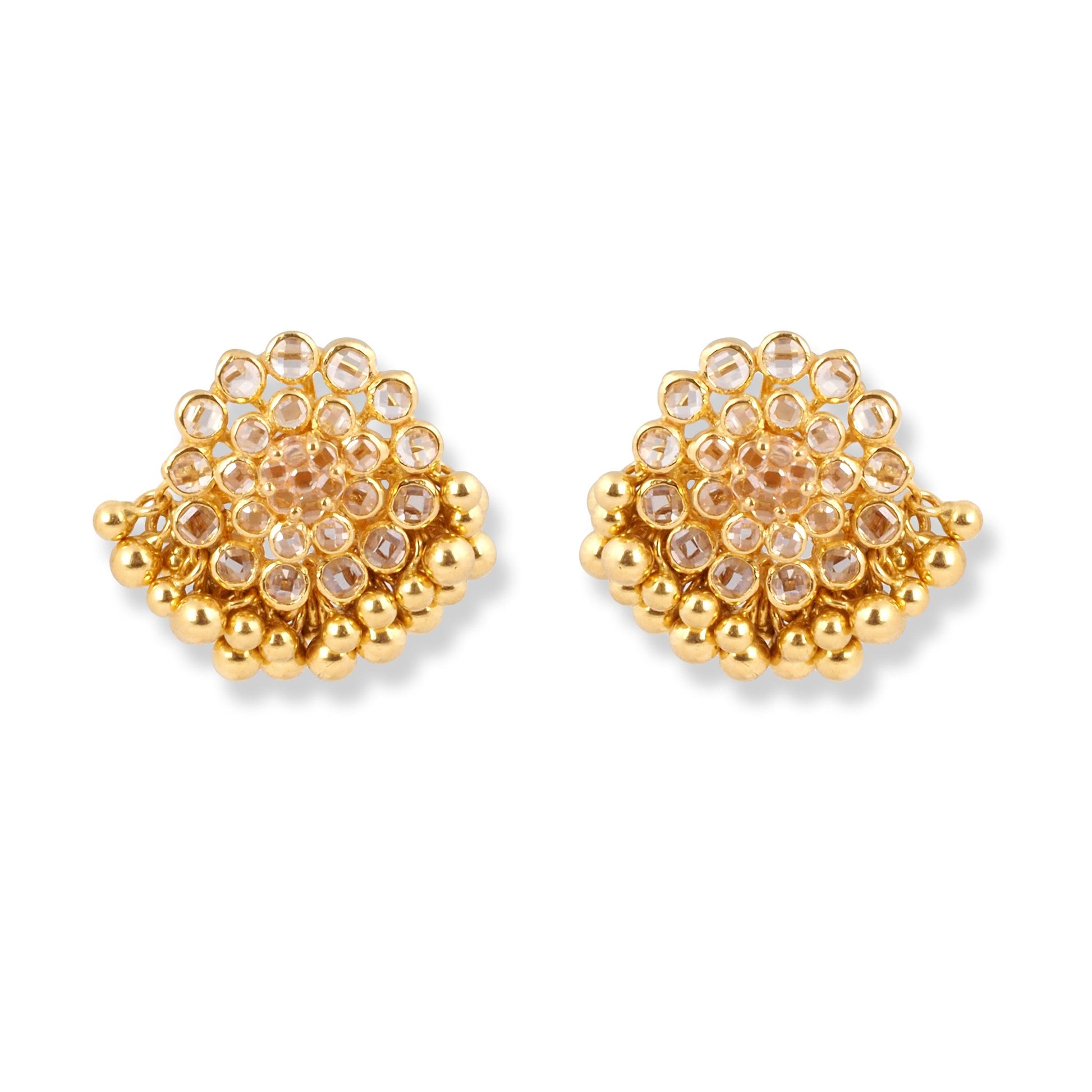 22ct Yellow Gold Polki Style Necklace and Earrings Set with Bead Detailing – Traditional Jewelry Suite