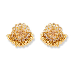 22ct Yellow Gold Polki Style Necklace and Earrings Set with Bead Detailing – Traditional Jewelry Suite