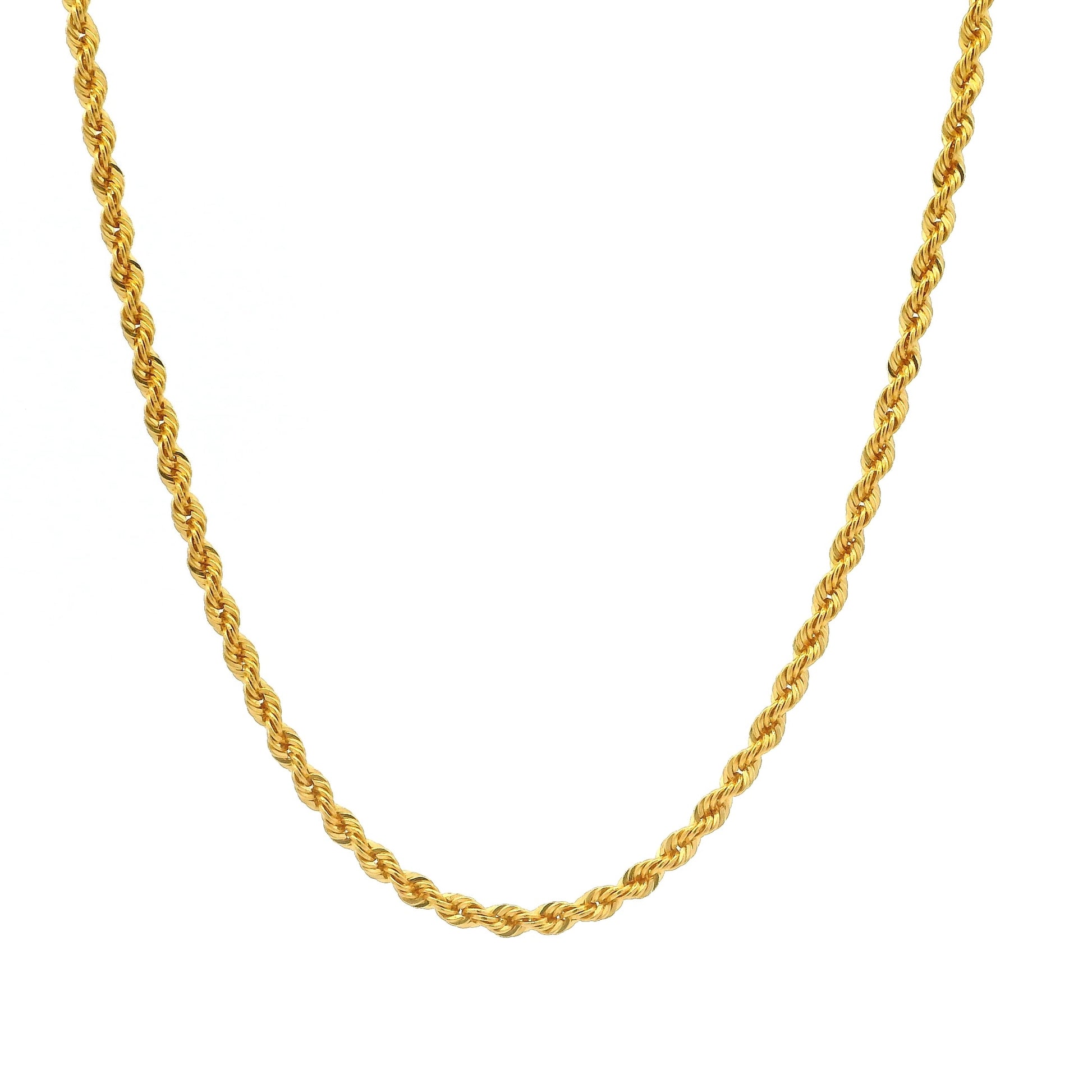 22ct Yellow Gold Rope Chain – 24 Inch Long with Lobster Clasp for Men & Women
