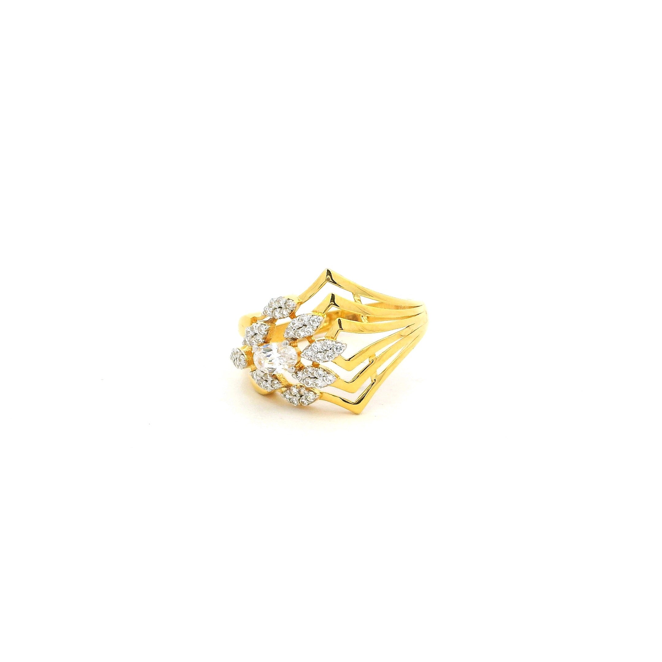 22ct Yellow Gold Sparkling Cluster Ring with Multi-Band Design – Elegant Jewellery | Size K½