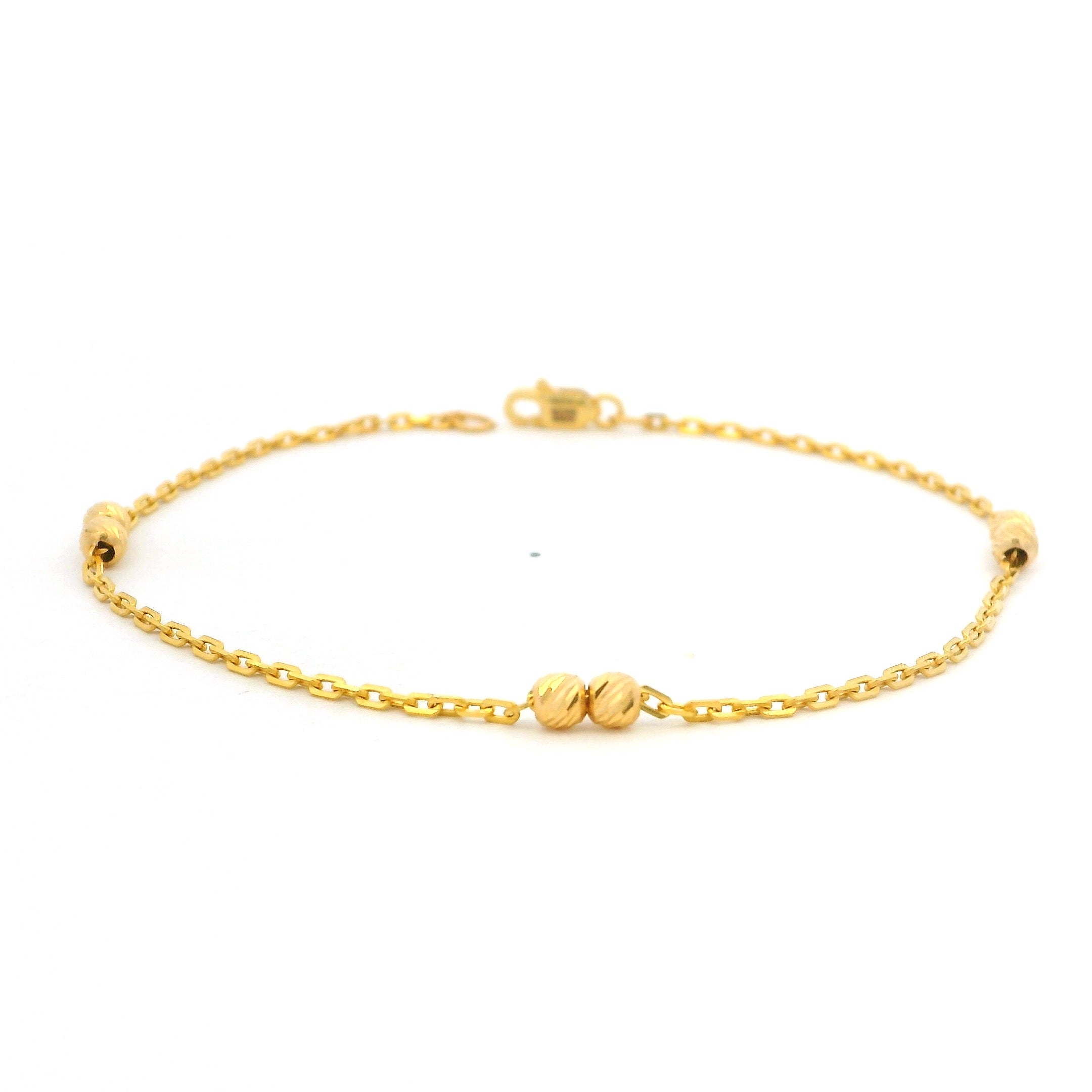 22ct Yellow Gold Textured Bead Chain Bracelet – Lightweight Everyday Elegance