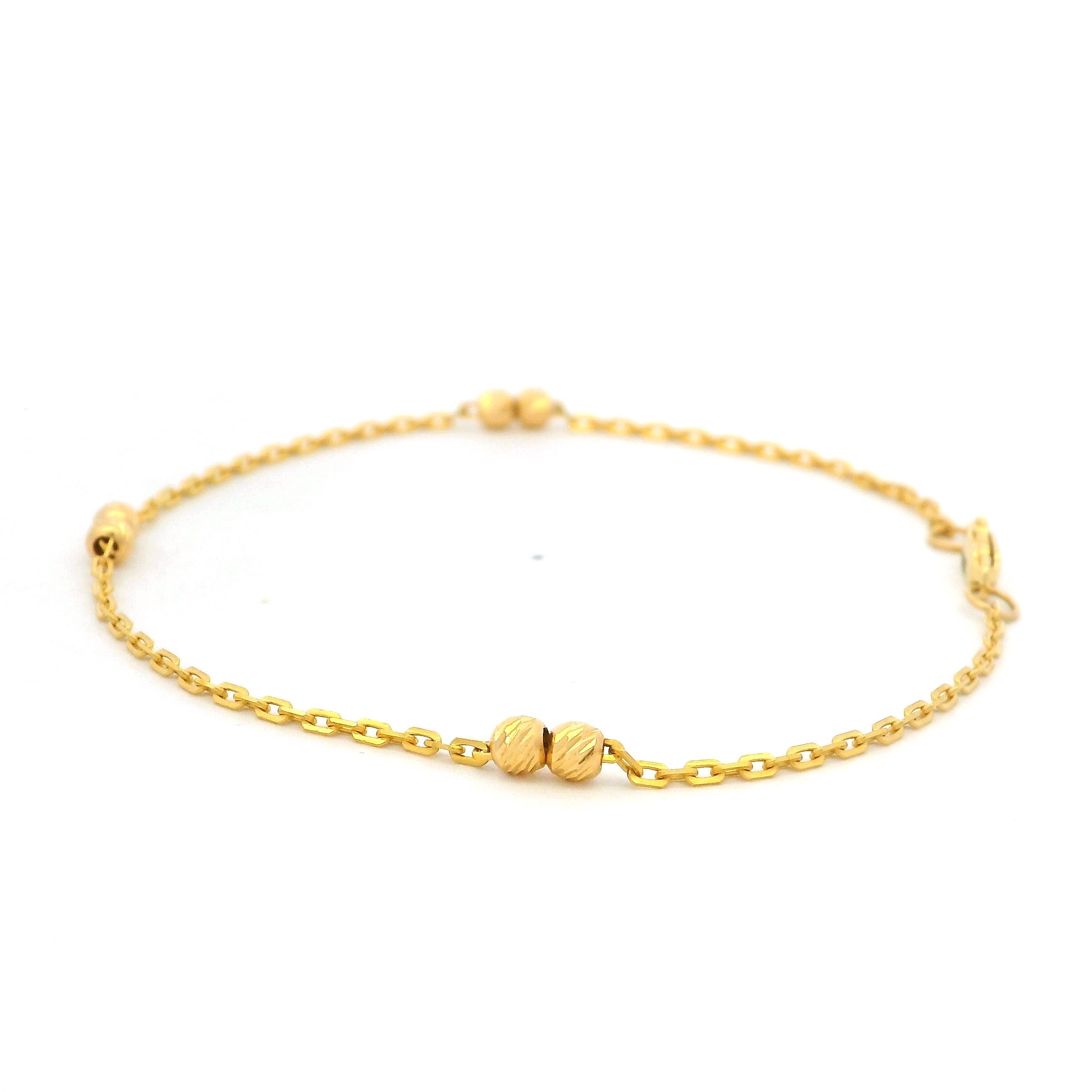 22ct Yellow Gold Textured Bead Chain Bracelet – Lightweight Everyday Elegance