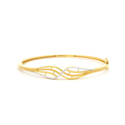 22ct Yellow Gold Two Tone Wave Design Ladies Bangle with Figure of 8 Clasp