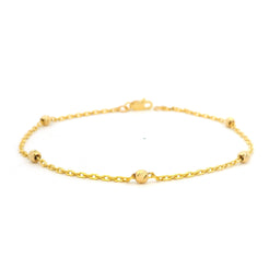 22k Gold Bracelet with Spaced Diamond-Cut Beads  Elegant Everyday Wear