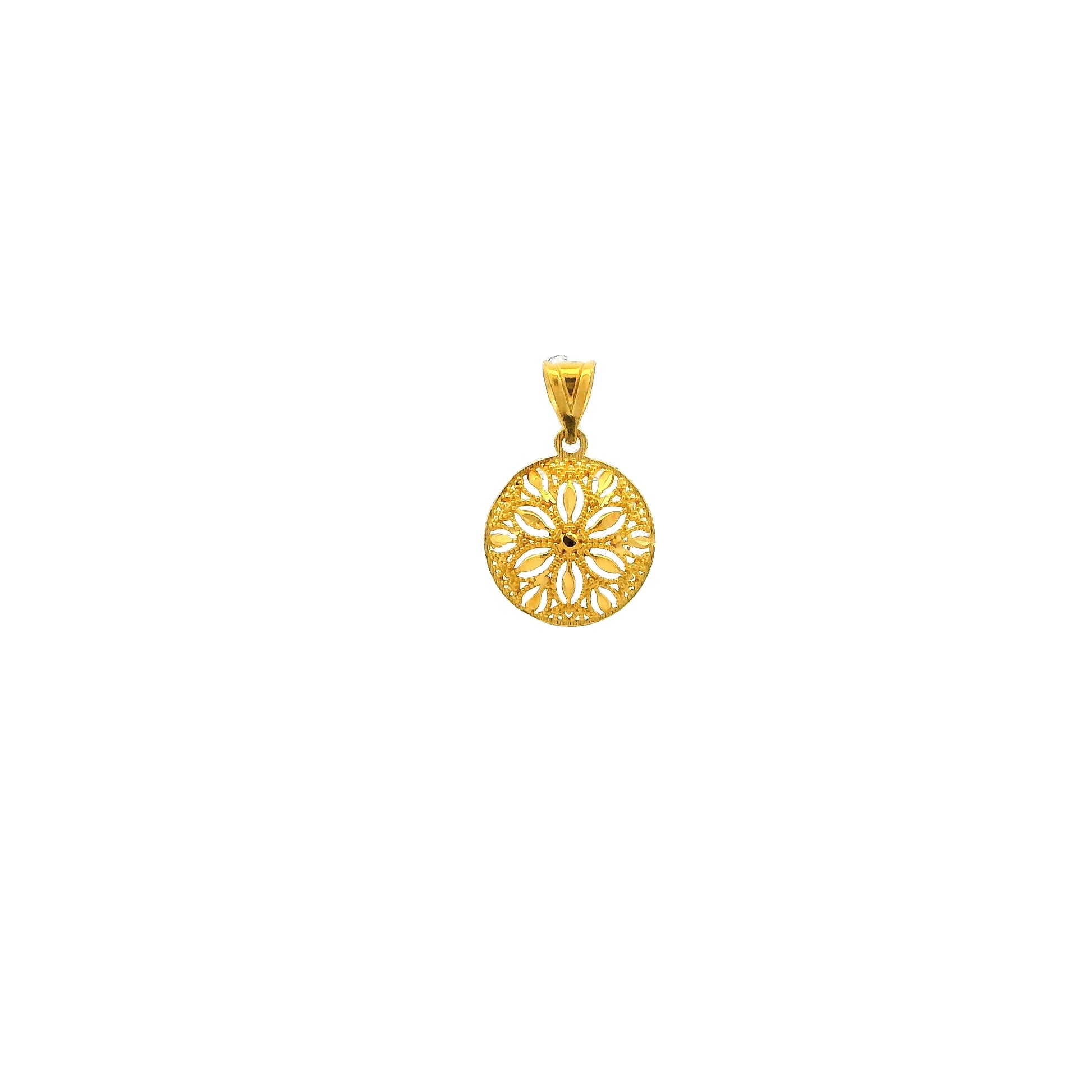 22k Gold Round Pendant – Intricate Detailing