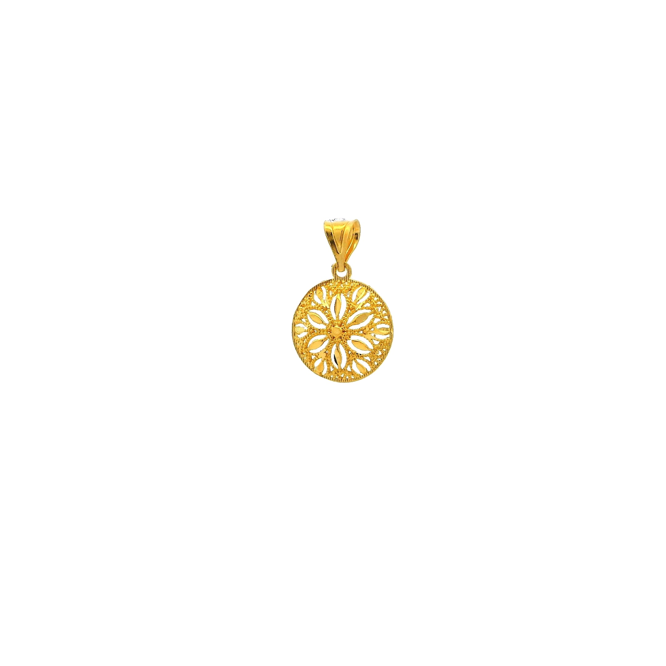 22k Gold Round Pendant – Intricate Detailing