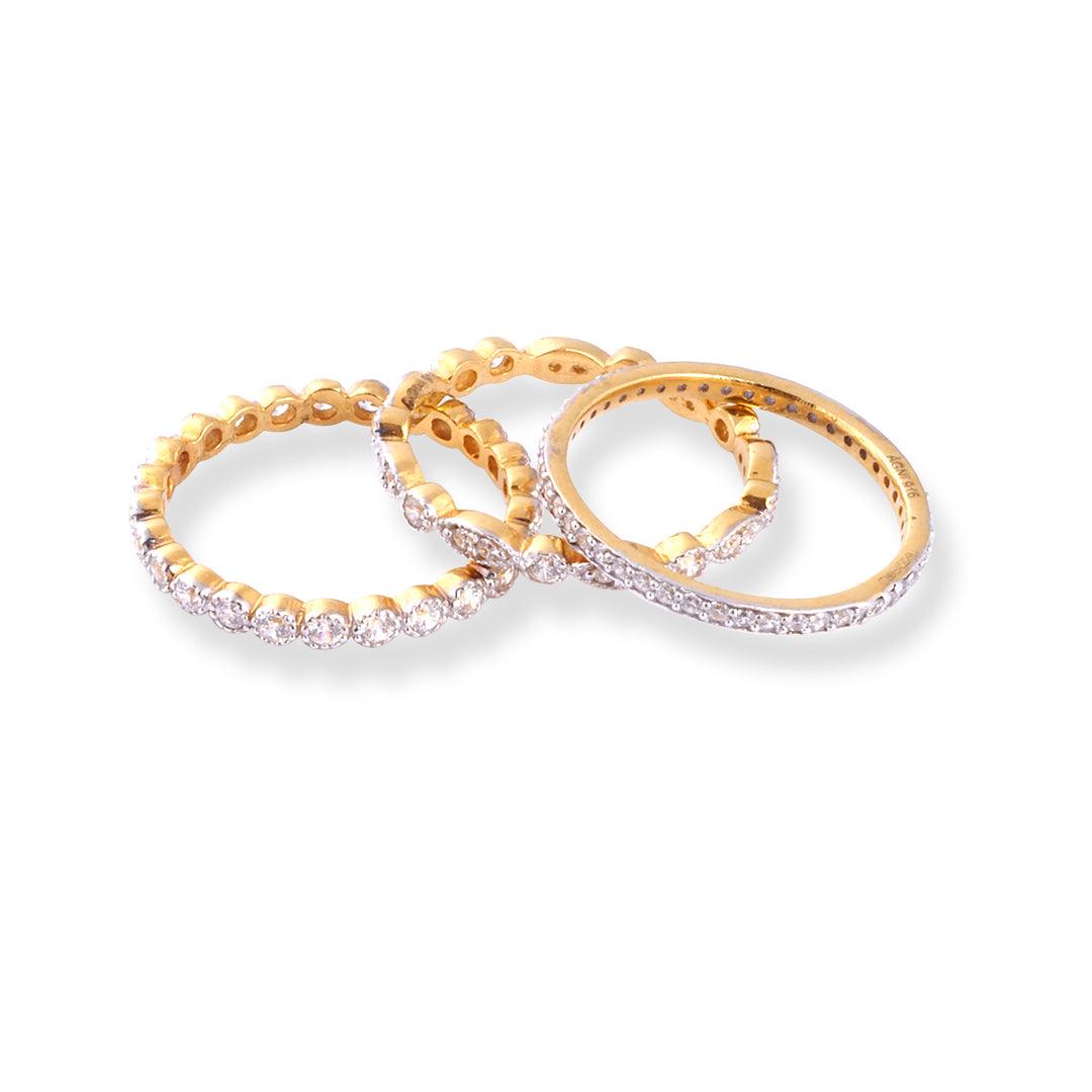 3 x 22ct Gold Swarovski Zirconia Stacking Eternity Rings LR21610 - Minar Jewellers