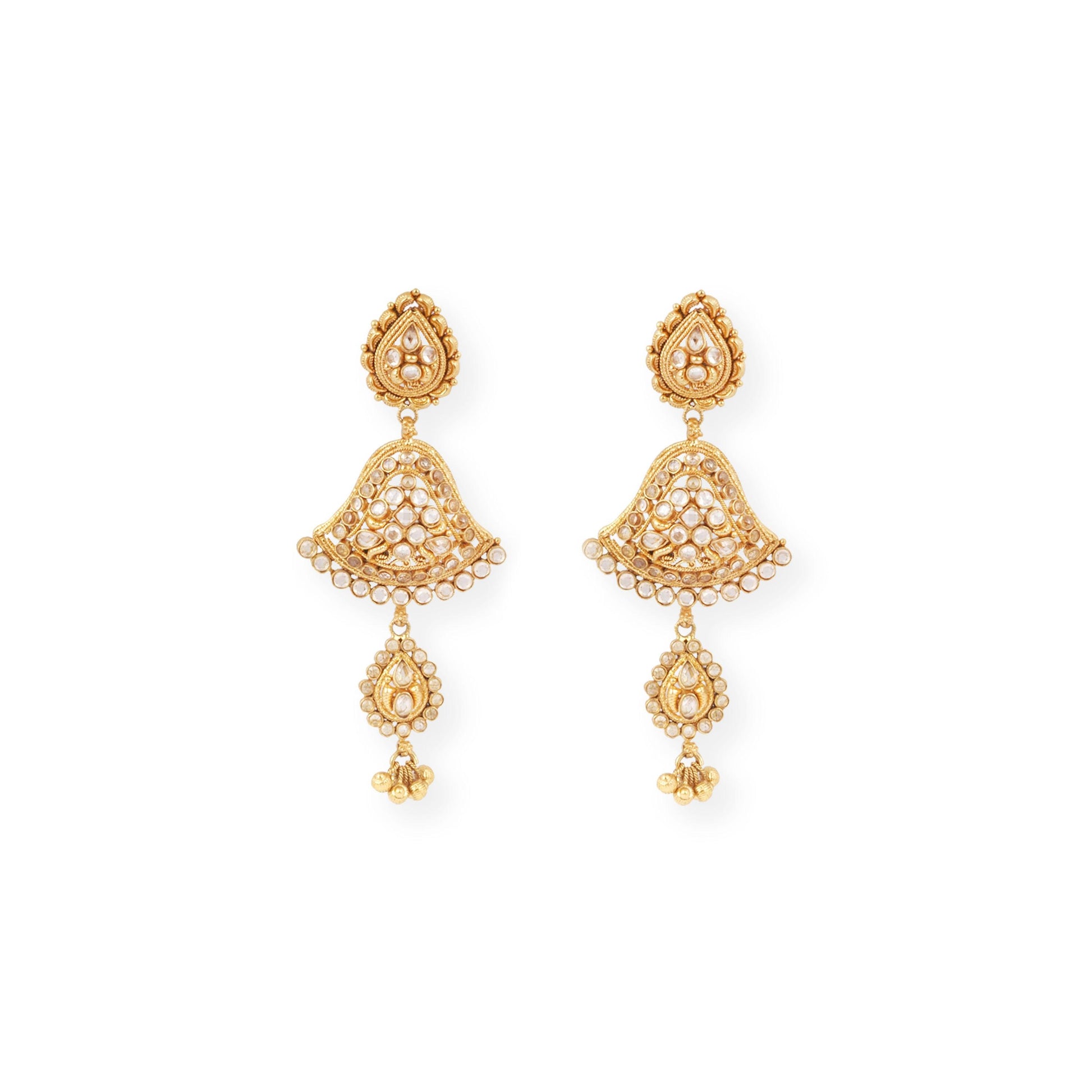 Antique Design 22ct Gold Necklace and Earrings Set with Cubic Zirconia