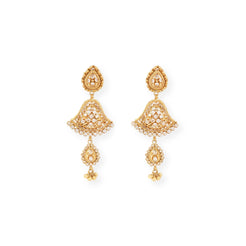 Antique Design 22ct Gold Necklace and Earrings Set with Cubic Zirconia