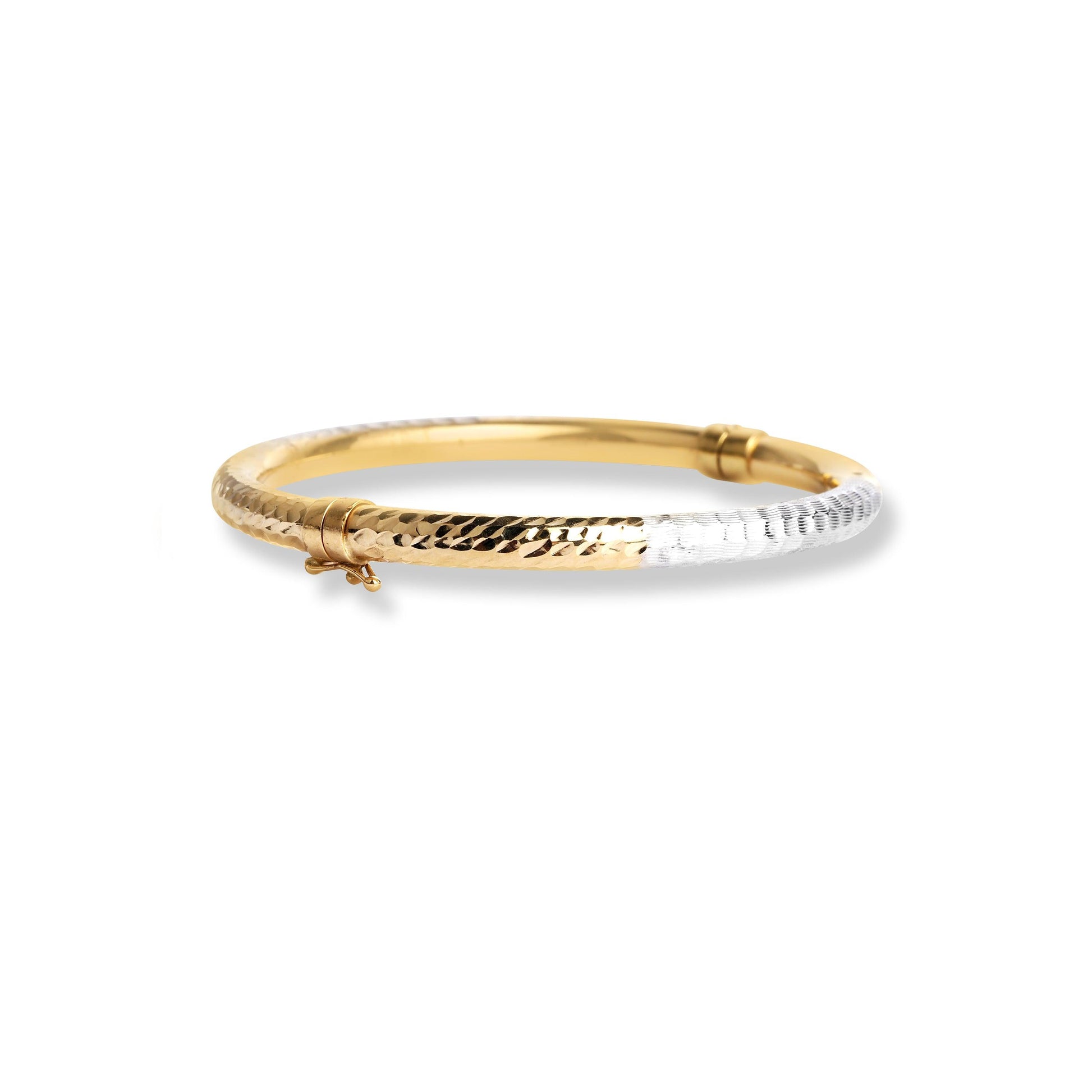 18ct White & Yellow Gold Mixed Design Openable Bangle B-4800 - Minar Jewellers